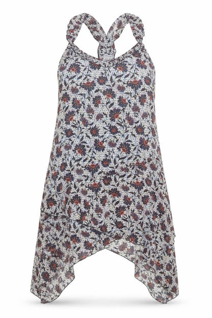 Pepe Jeans Womens Multicoloured Floral Polyester Tank Dress Size XL V-Neck Zip