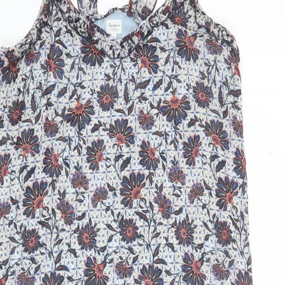 Pepe Jeans Womens Multicoloured Floral Polyester Tank Dress Size XL V-Neck Zip