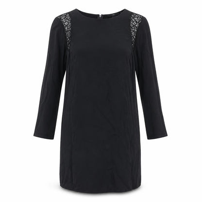 H&M Womens Black Viscose Sheath Size 8 Boat Neck Zip - Lace Detail