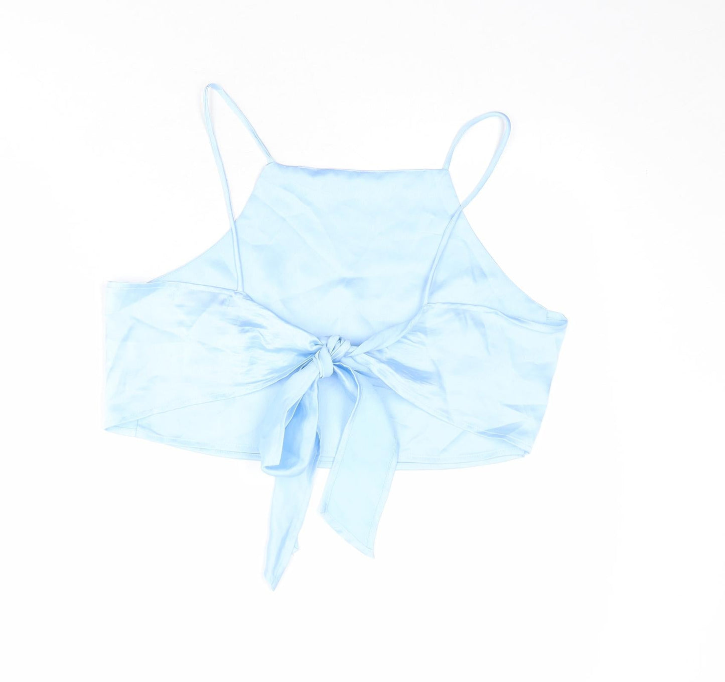 Glamorous Womens Blue Polyester Cropped Tank Size M Square Neck - Tie Back