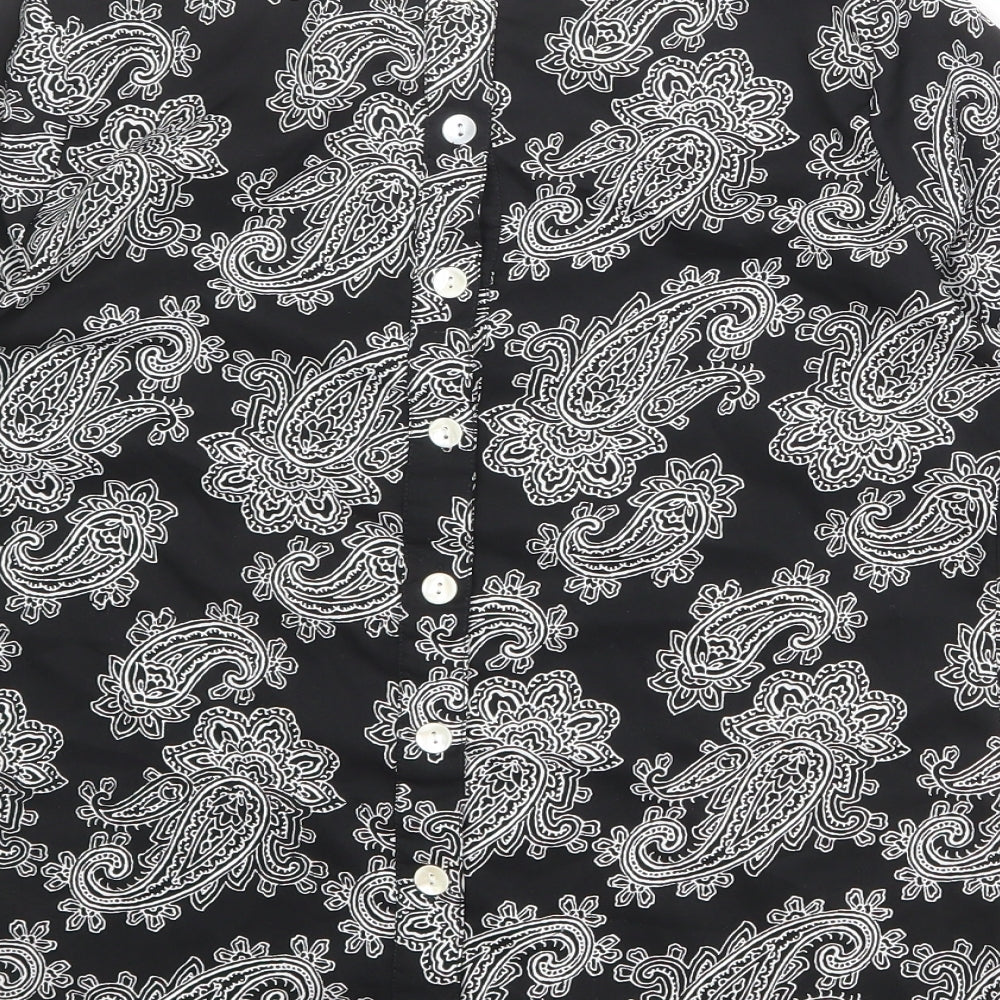 Influence Womens Black Paisley Polyester Basic T-Shirt Size 10 Round Neck