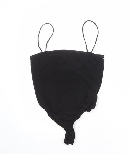 Missguided Womens Black Polyester Bodysuit One-Piece Size 8 Snap