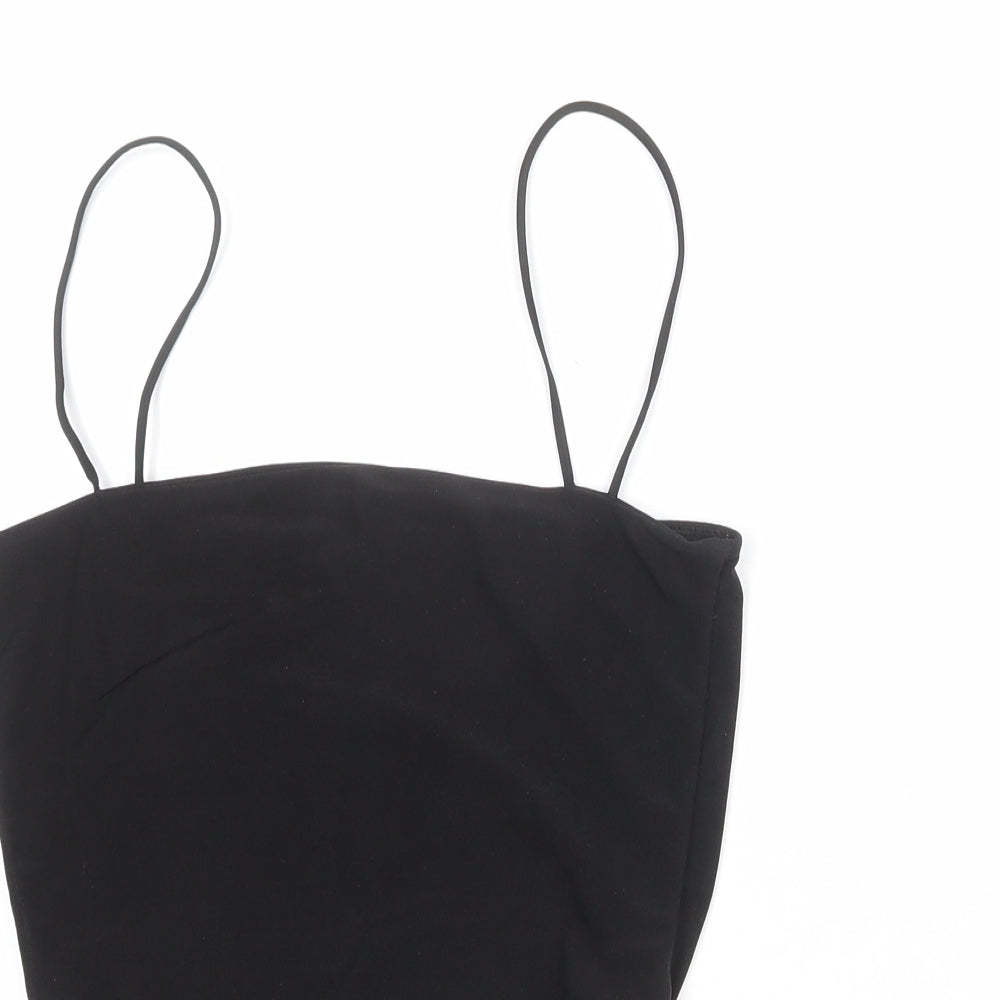 Missguided Womens Black Polyester Bodysuit One-Piece Size 8 Snap