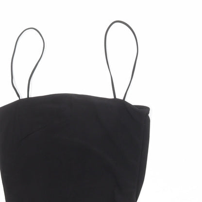 Missguided Womens Black Polyester Bodysuit One-Piece Size 8 Snap