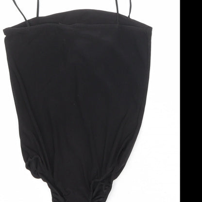 Missguided Womens Black Polyester Bodysuit One-Piece Size 8 Snap