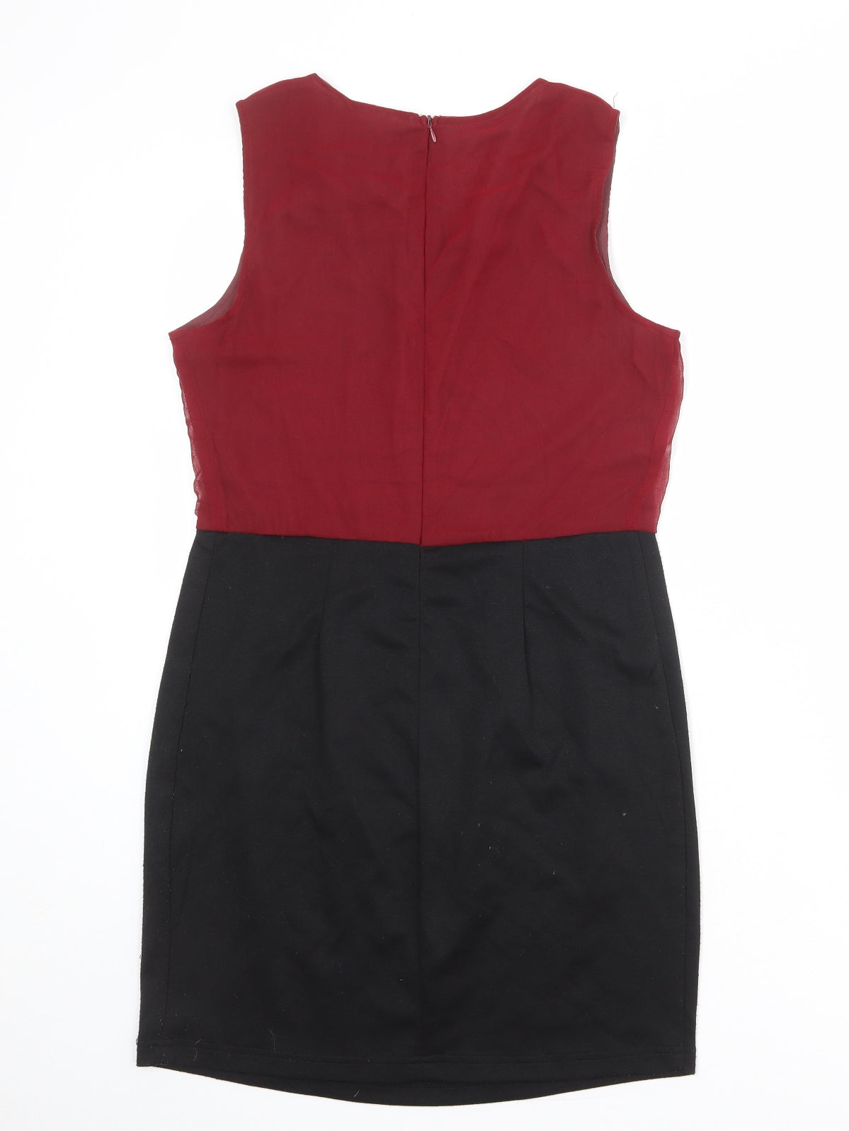 Purple Womens Black Colourblock Polyester Shift Size 8 Boat Neck Zip