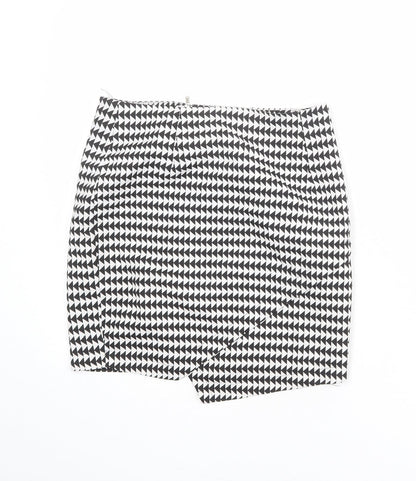 Missguided Womens Black Geometric Polyester A-Line Skirt Size 8 Zip