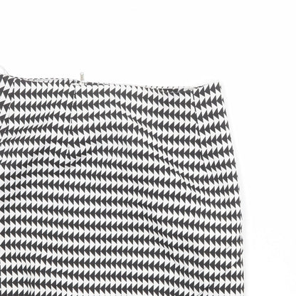 Missguided Womens Black Geometric Polyester A-Line Skirt Size 8 Zip