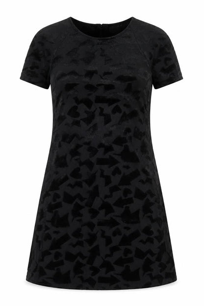 River Island Womens Black Geometric Polyester A-Line Size 8 Boat Neck Button