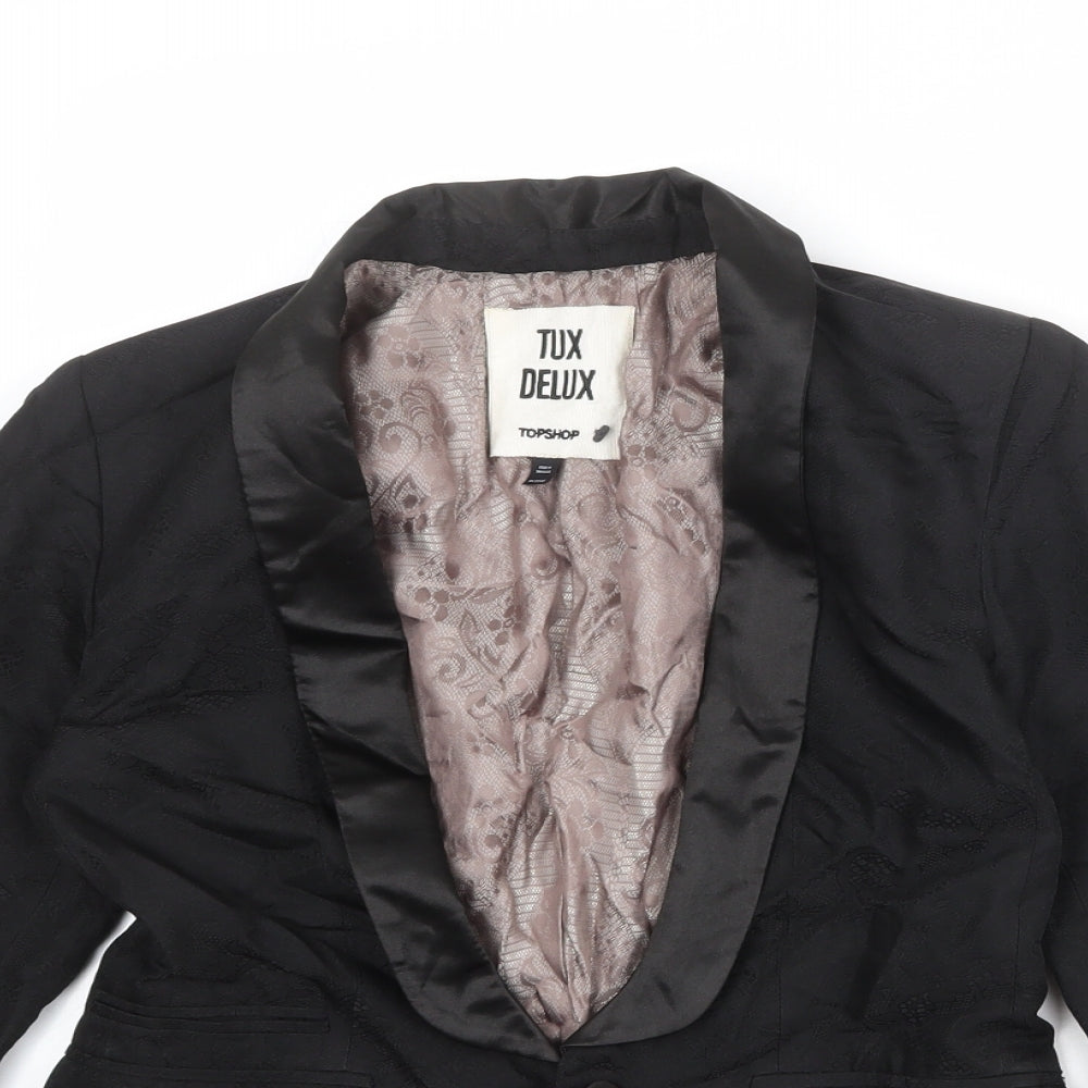 Topshop Womens Black Acetate Jacket Blazer Size 8