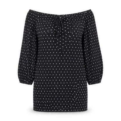 ASOS Womens Black Polka Dot Polyester A-Line Size 6 Off the Shoulder Tie
