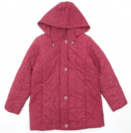 First Avenue Womens Pink Animal Print Jacket Size 12 Zip