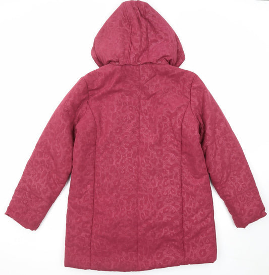 First Avenue Womens Pink Animal Print Jacket Size 12 Zip