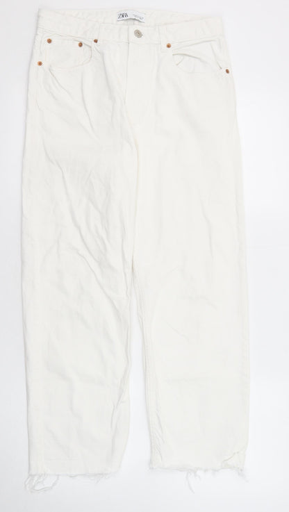 Zara Womens White Cotton Skinny Jeans Size 10 Regular Zip