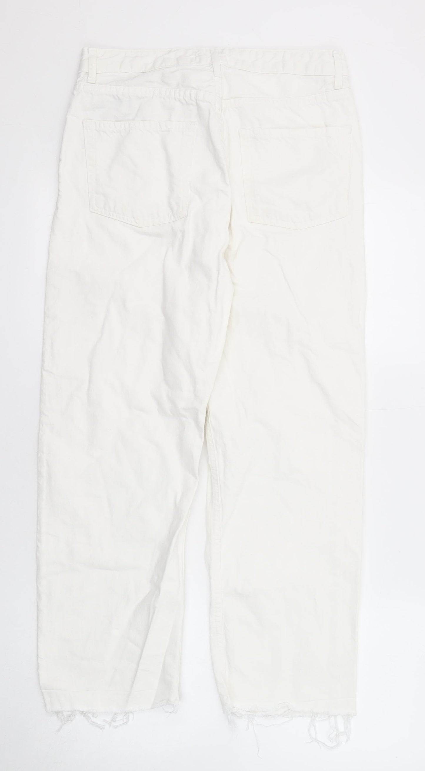 Zara Womens White Cotton Skinny Jeans Size 10 Regular Zip