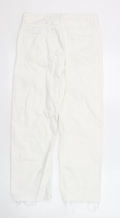 Zara Womens White Cotton Skinny Jeans Size 10 Regular Zip
