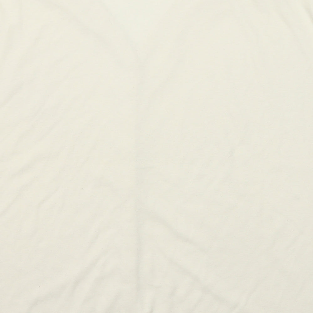 EWM Womens Beige Polyester Basic Button-Up Size 14 V-Neck