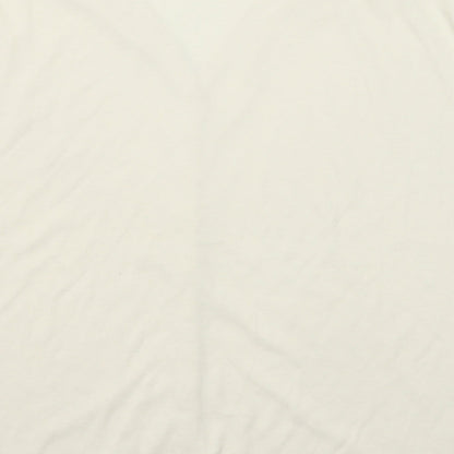 EWM Womens Beige Polyester Basic Button-Up Size 14 V-Neck