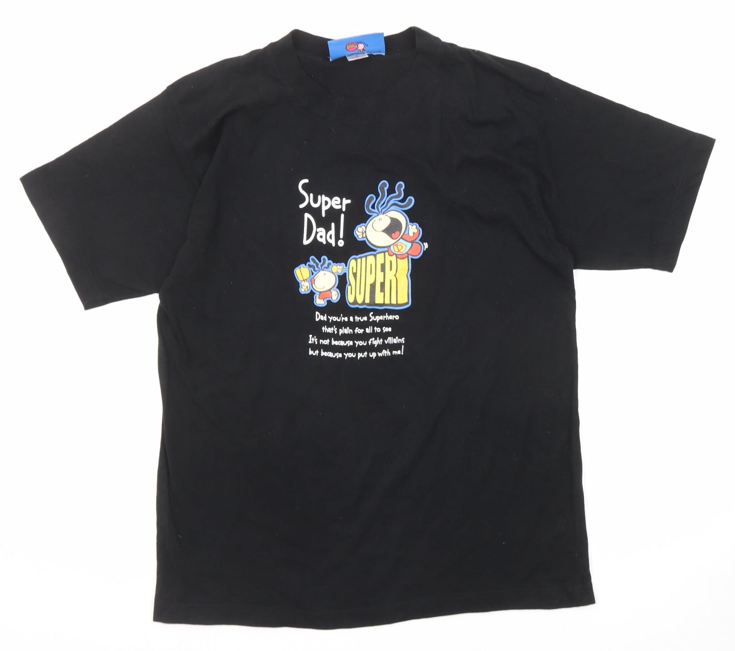 Bubblegum Mens Black Polyester T-Shirt Size M Round Neck - Super Dad