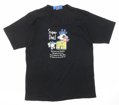Bubblegum Mens Black Polyester T-Shirt Size M Round Neck - Super Dad