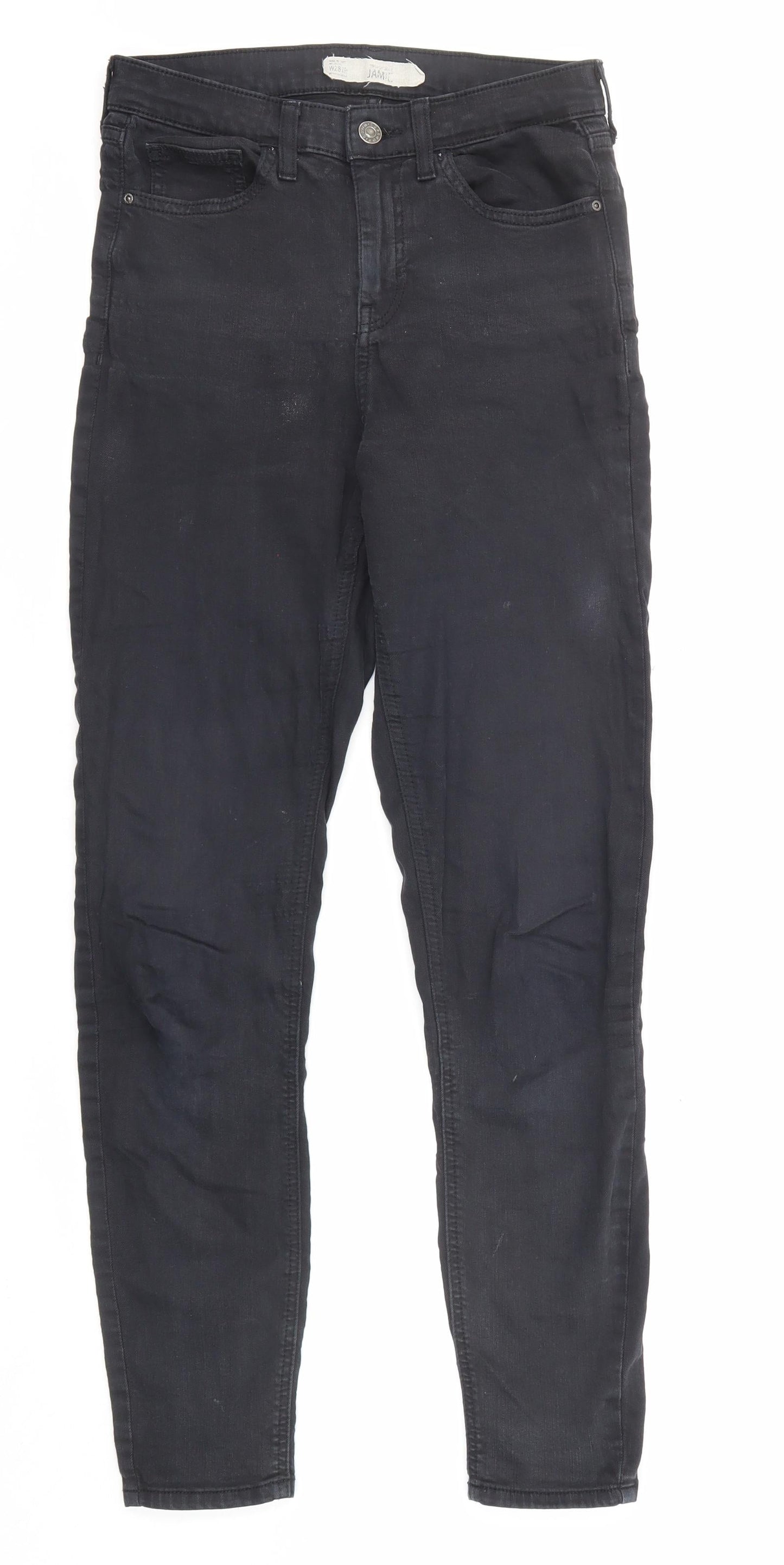 Topshop Womens Black Cotton Skinny Jeans Size 28 in Regular Zip