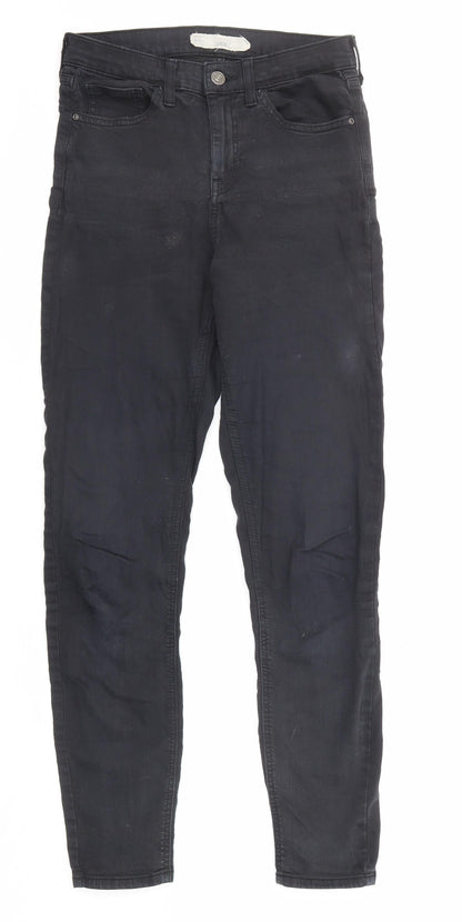 Topshop Womens Black Cotton Skinny Jeans Size 28 in Regular Zip