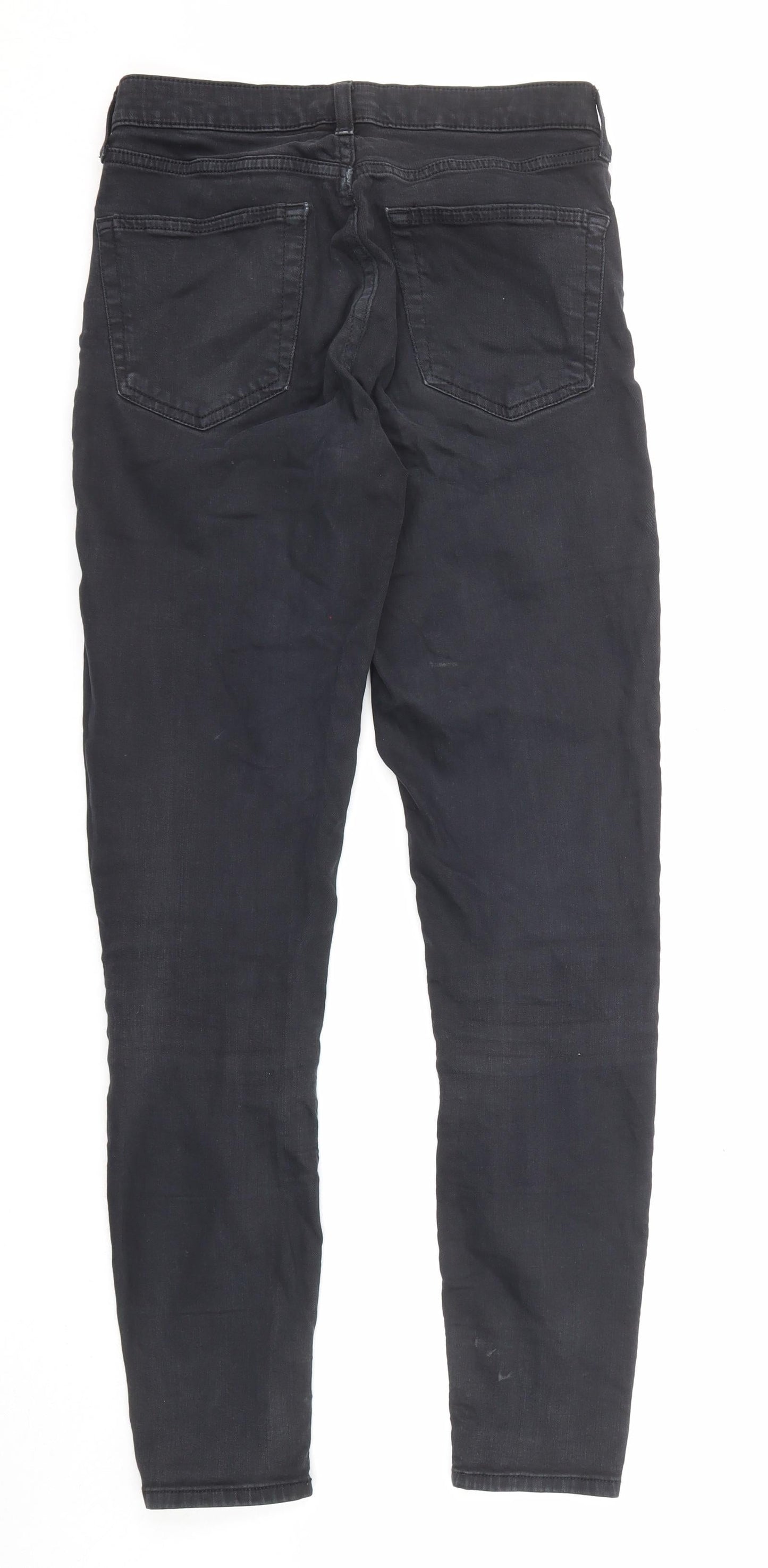 Topshop Womens Black Cotton Skinny Jeans Size 28 in Regular Zip