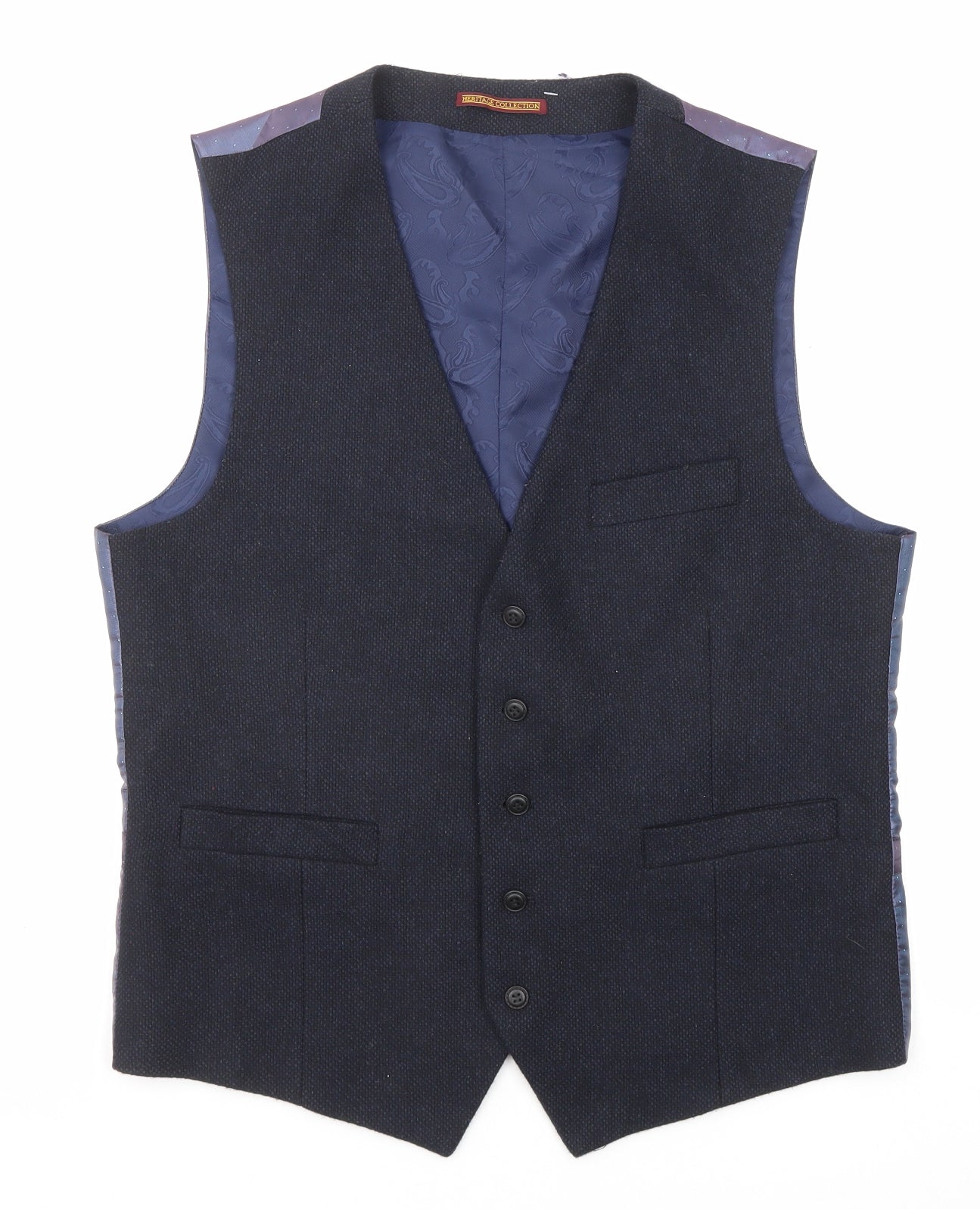 Heritage Collection Mens Blue Wool Jacket Suit Waistcoat Size 40 Regular