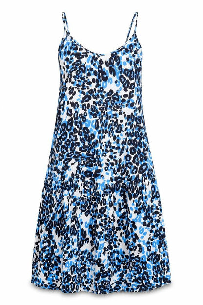 Marks and Spencer Womens Blue Animal Print Viscose Slip Dress Size 6 Scoop Neck Pullover