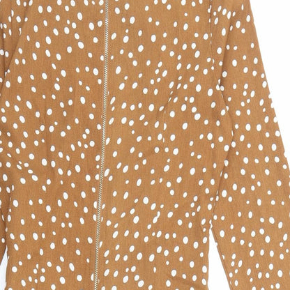 Blue Vanilla Womens Brown Polka Dot Polyester Pencil Dress Size 10 Boat Neck Zip - Spotted
