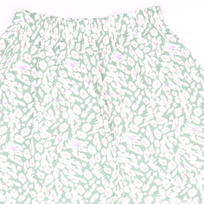 Marks and Spencer Womens Green Geometric Viscose Swing Skirt Size 8