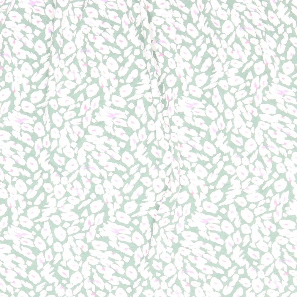 Marks and Spencer Womens Green Geometric Viscose Swing Skirt Size 8