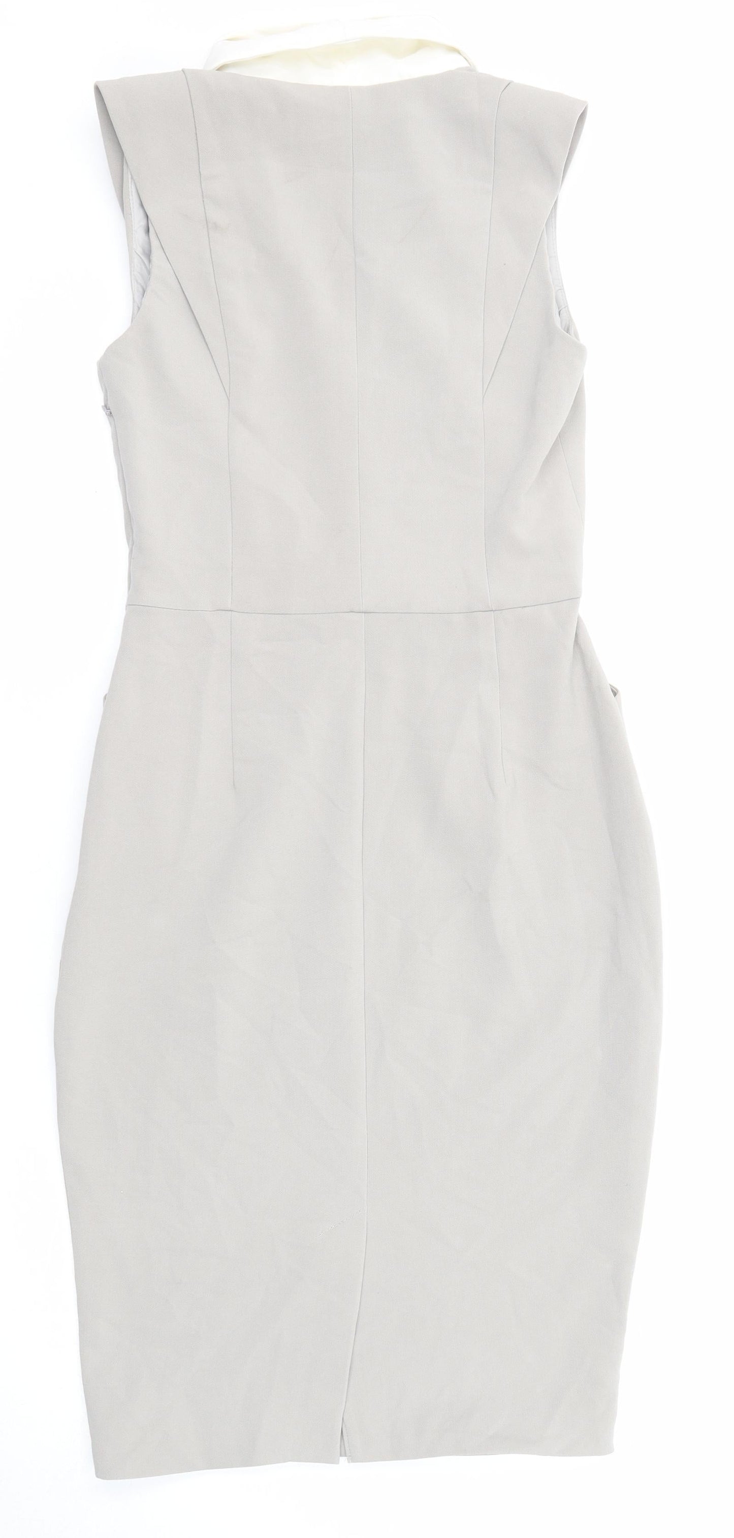 ASOS Womens Grey Colourblock Polyester Pencil Dress Size 8 V-Neck Zip