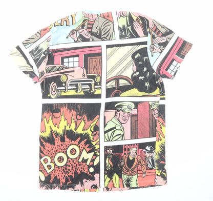 House Clothing Mens Multicoloured Polyester T-Shirt Size M Round Neck - Comic book print