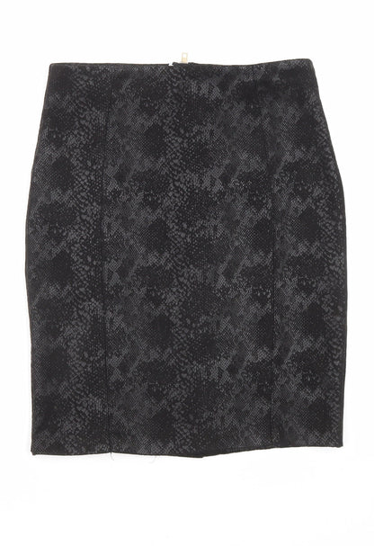 Capsule Womens Black Animal Print Polyester Straight & Pencil Skirt Size XS Zip - Snakeskin pattern
