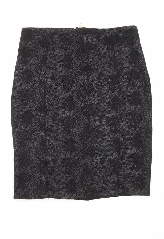 Capsule Womens Black Animal Print Polyester Straight & Pencil Skirt Size XS Zip - Snakeskin pattern