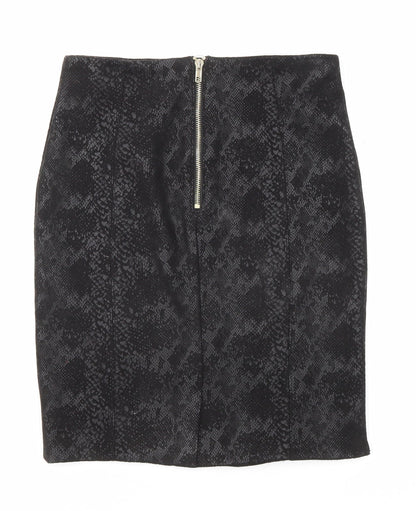 Capsule Womens Black Animal Print Polyester Straight & Pencil Skirt Size XS Zip - Snakeskin pattern