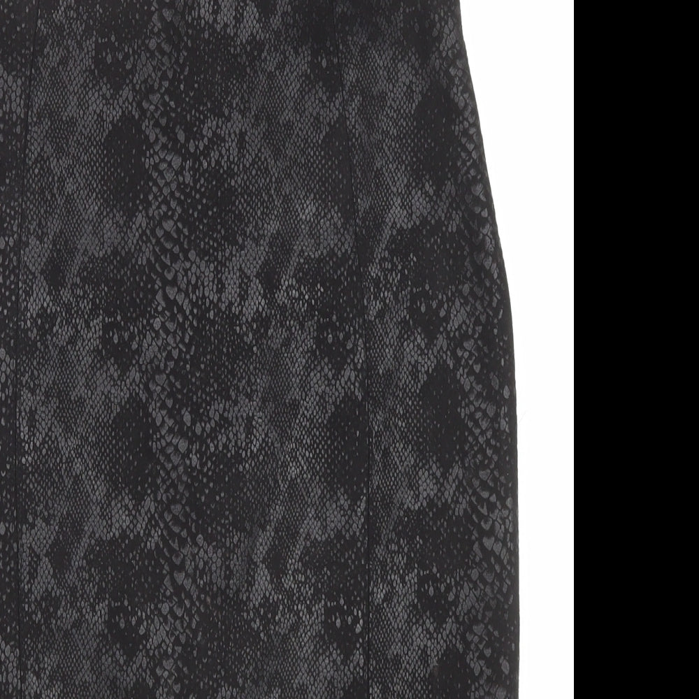 Capsule Womens Black Animal Print Polyester Straight & Pencil Skirt Size XS Zip - Snakeskin pattern