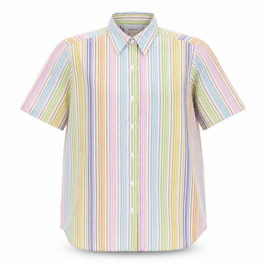 Damart Womens Multicoloured Striped Polyester Basic Button-Up Size 12 Collared
