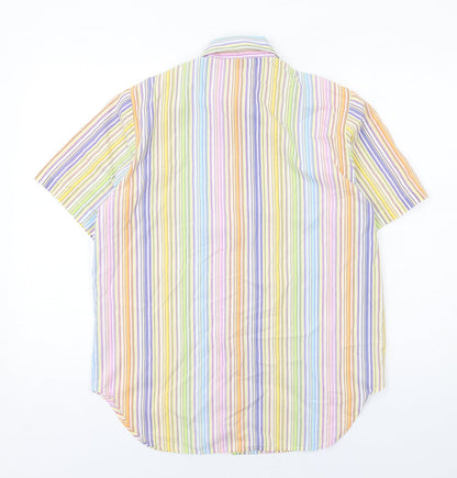 Damart Womens Multicoloured Striped Polyester Basic Button-Up Size 12 Collared