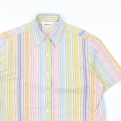 Damart Womens Multicoloured Striped Polyester Basic Button-Up Size 12 Collared
