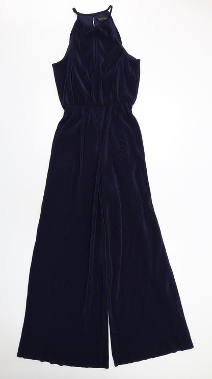 Topshop Womens Blue Polyester Jumpsuit One-Piece Size 6 Zip