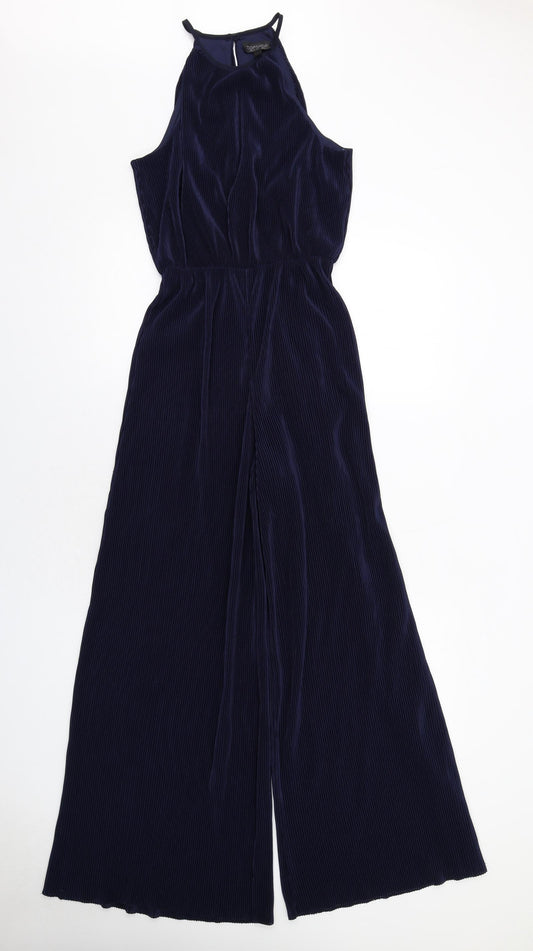 Topshop Womens Blue Polyester Jumpsuit One-Piece Size 6 Zip