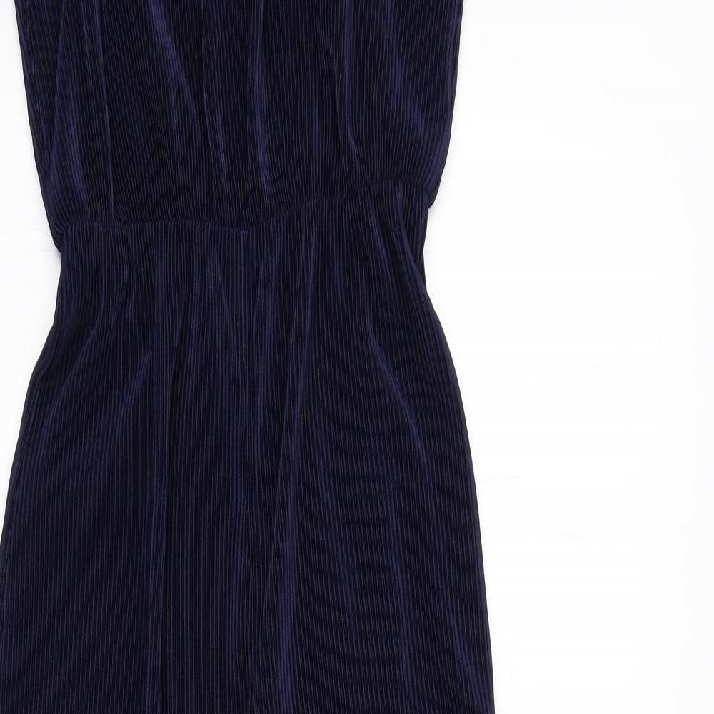 Topshop Womens Blue Polyester Jumpsuit One-Piece Size 6 Zip