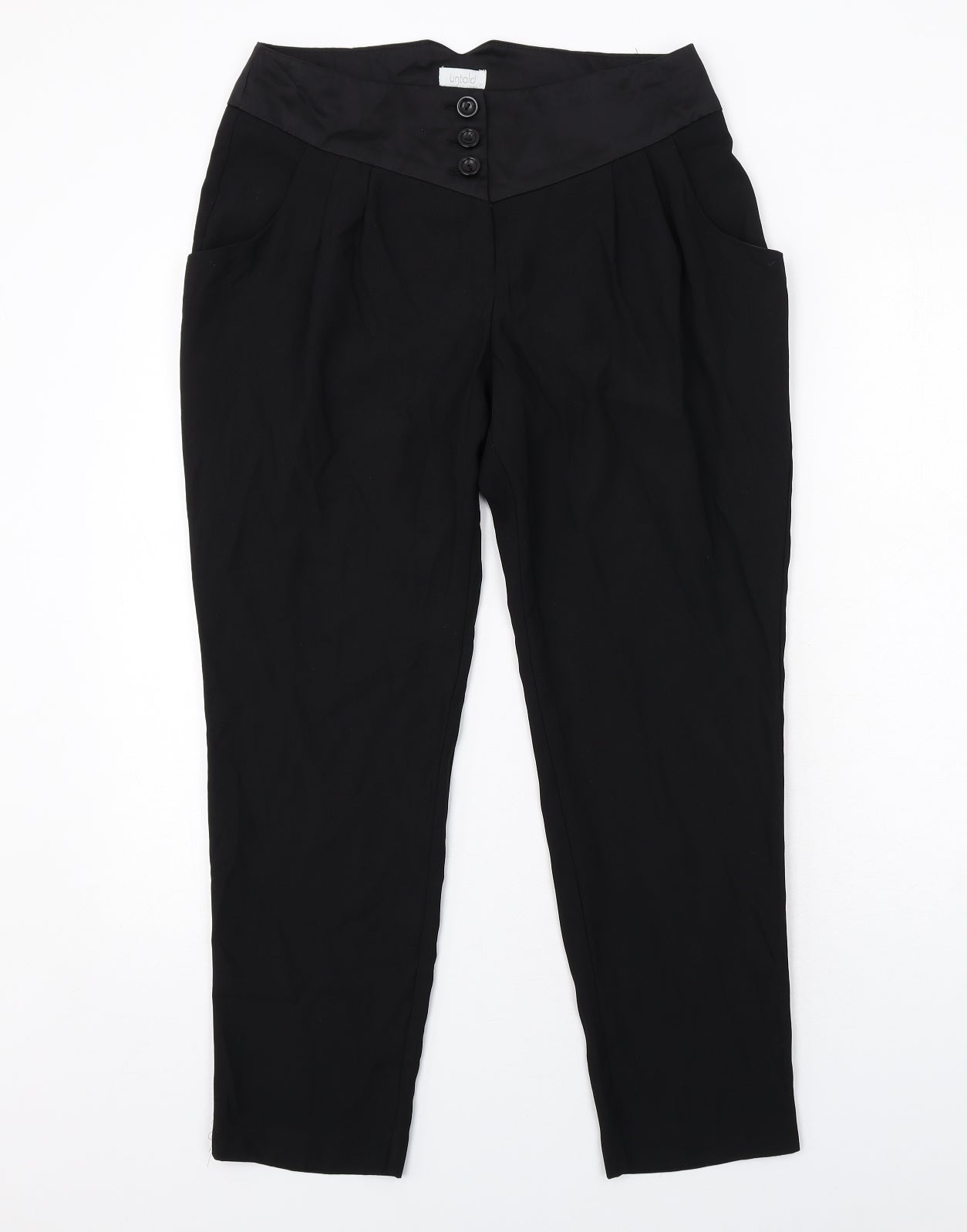Untold Womens Black Polyester Trousers Size 10 Regular Zip