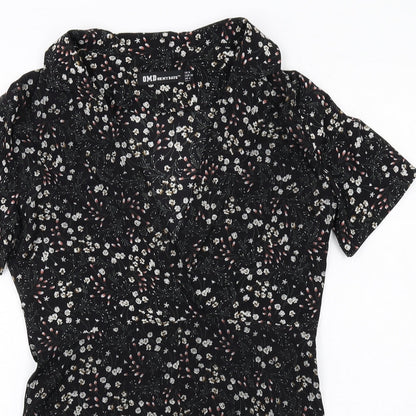 Oh My Days Womens Black Floral Viscose Playsuit One-Piece Size 8 Zip