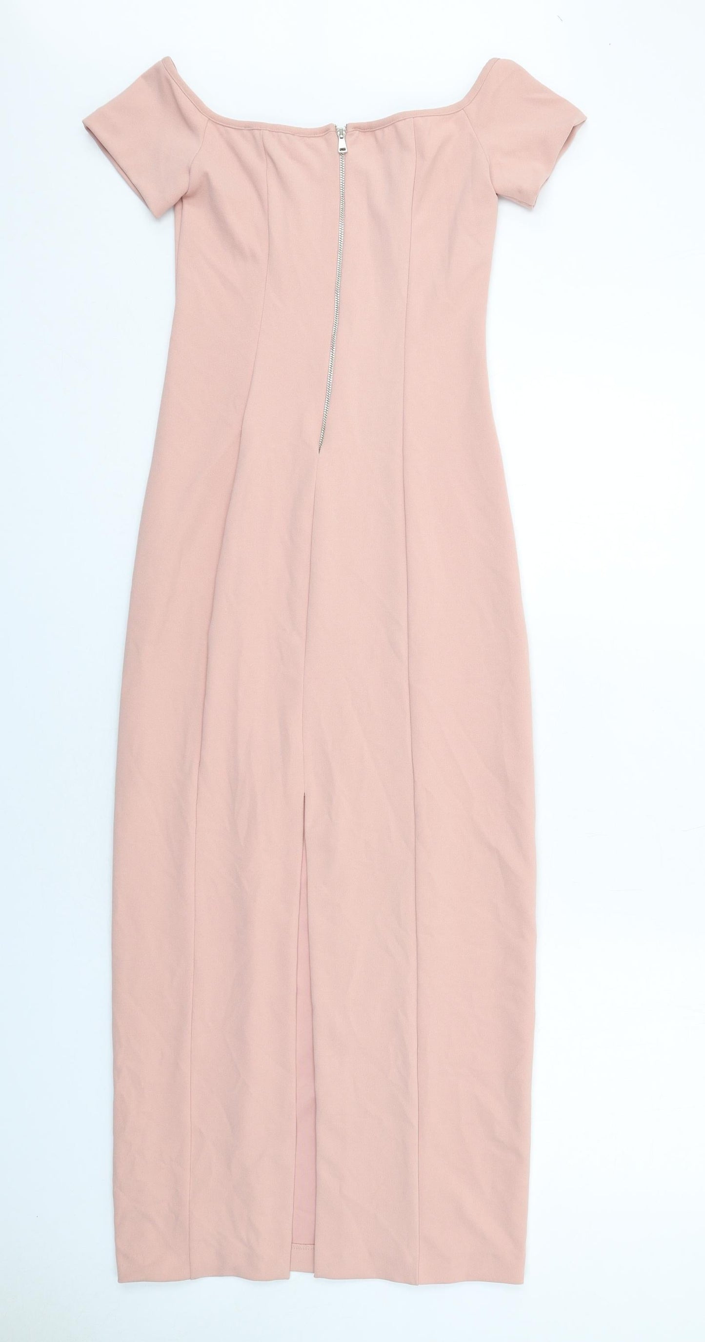 Zara Womens Pink Polyester Shift Size S Off the Shoulder Zip