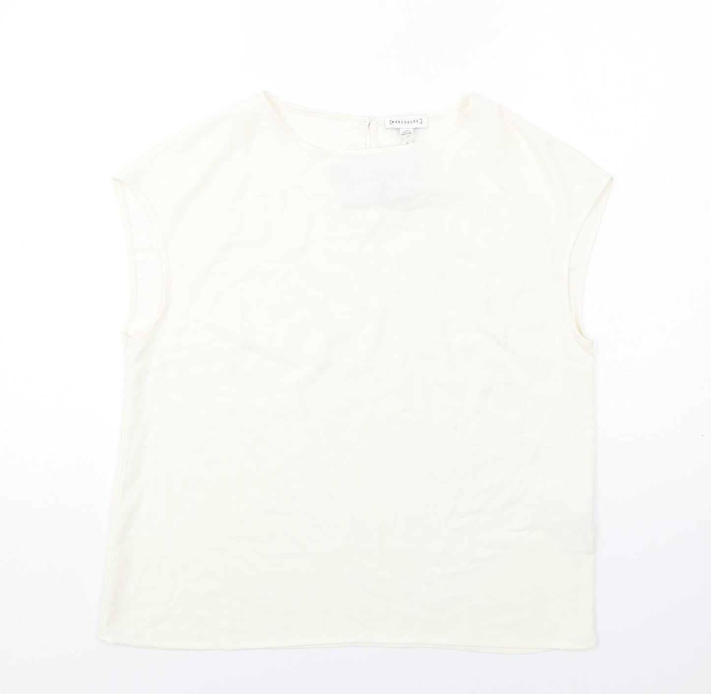 Womens UK Size 12 Warehouse Ivory Basic T-Shirt