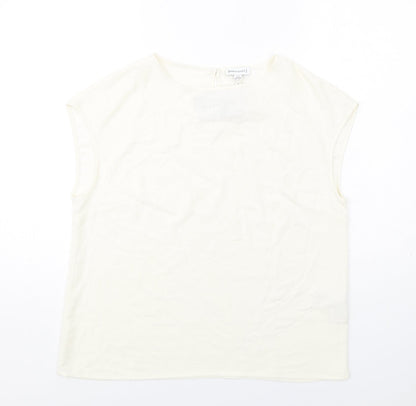 Womens UK Size 12 Warehouse Ivory Basic T-Shirt