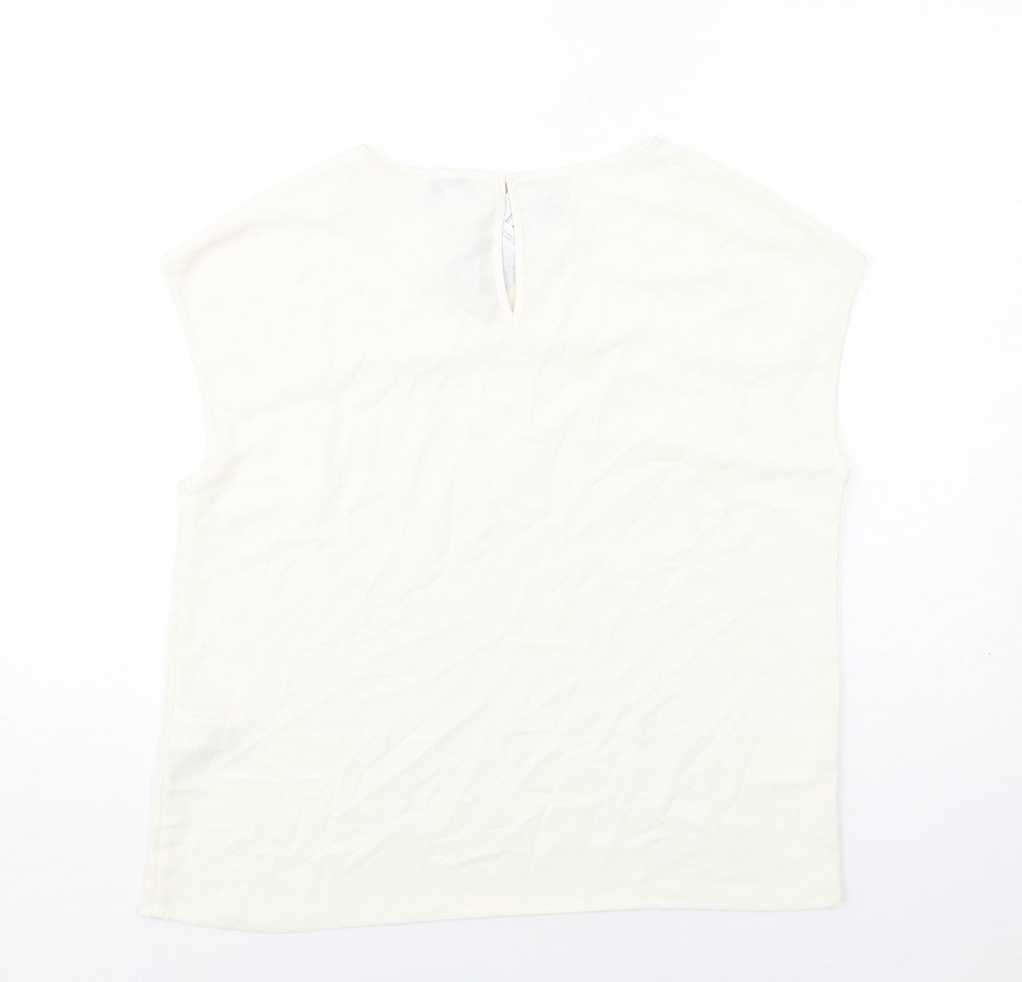 Womens UK Size 12 Warehouse Ivory Basic T-Shirt